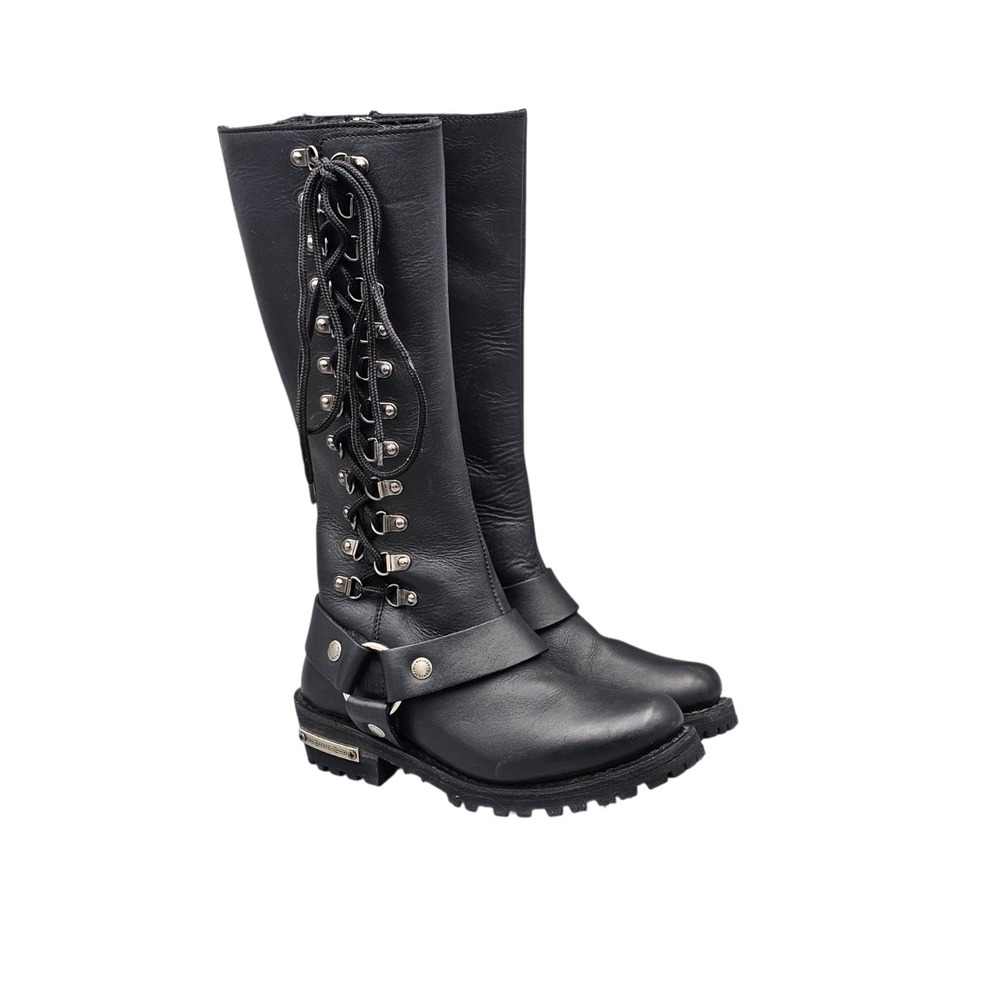 Milwaukee Leather Womens Size 5.5 US NWOB Black Lace Up Harness Motorcycle Boots